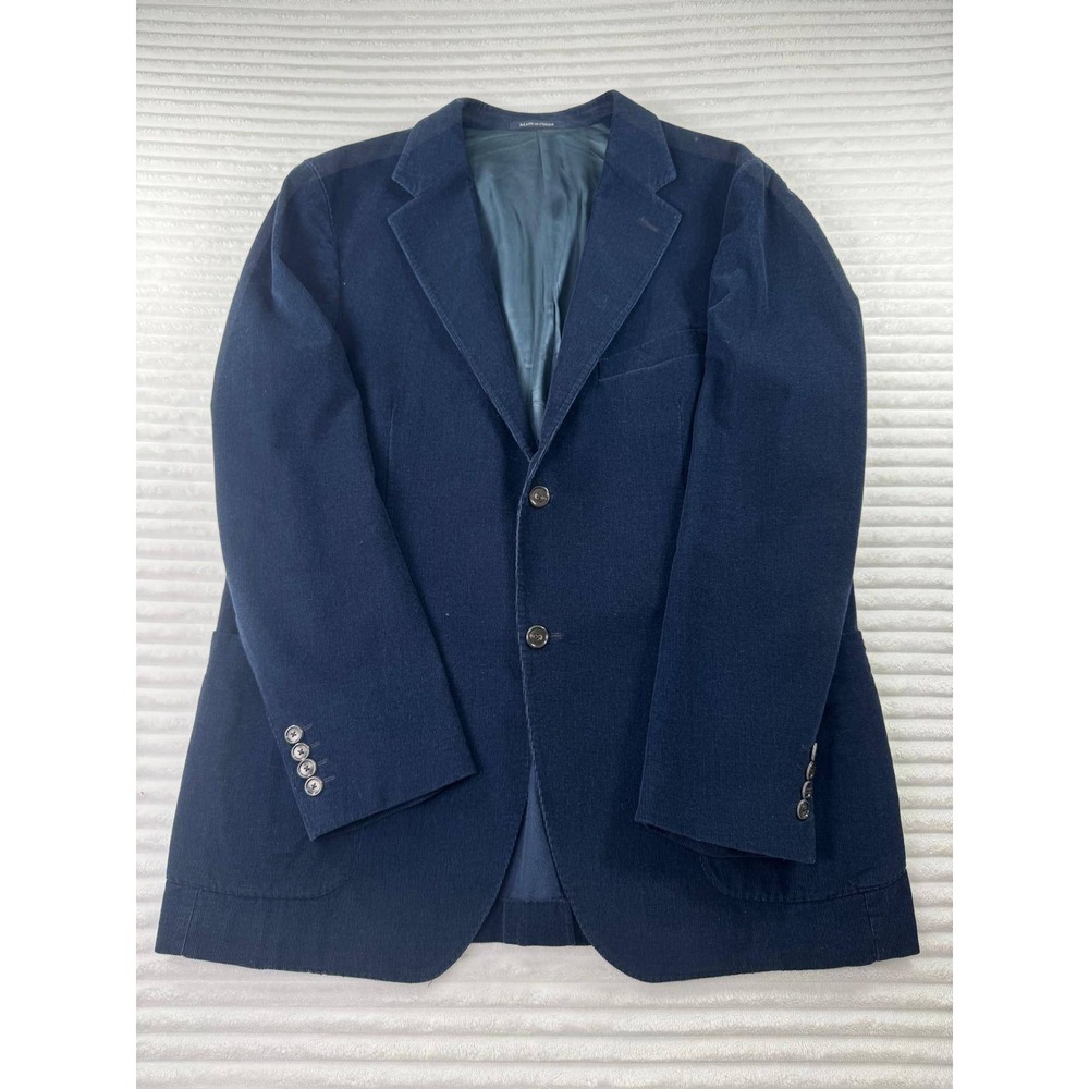 Lands End Mens XL Navy Blue Corduroy Blazer Sport Coat